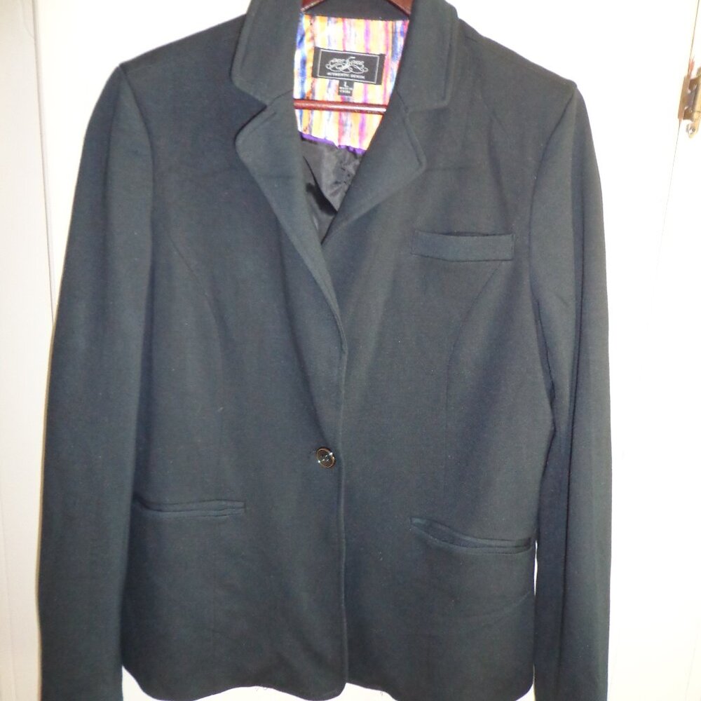 NWOT ONE 5 ONE Lined Blazer Jacket L Black Button Closure Pockets